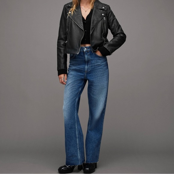 ALLSAINTS Cargo Distressed Leather Biker Jacket - Picture 11 of 11